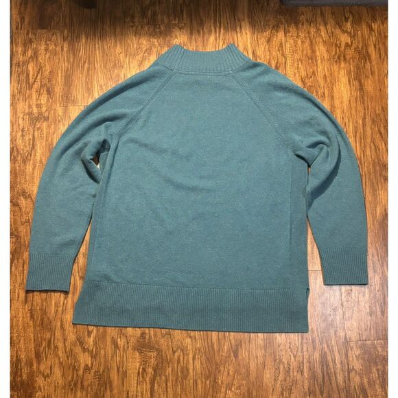L.L Bean Cyan 100% Cashmere Mockneck Sweater sz XL Cozycore soft Knit high-low - Picture 2 of 7
